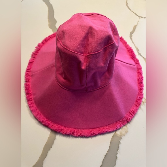 Frances Valentine Canvas Fringe Hat in Pink - Picture 3 of 9